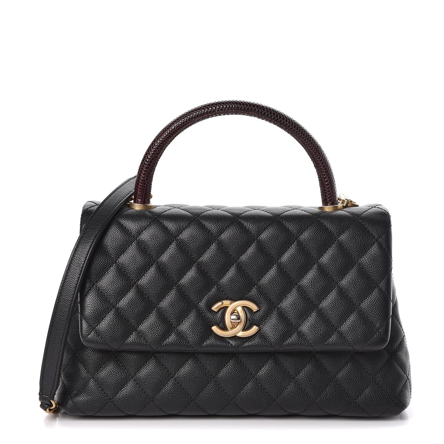 Chanel Caviar Lizard Quilted Small Coco Handle Flap Black 1 of 12