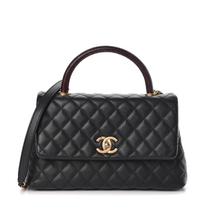 Chanel Caviar Lizard Quilted Small Coco Handle Flap Black 1 of 12