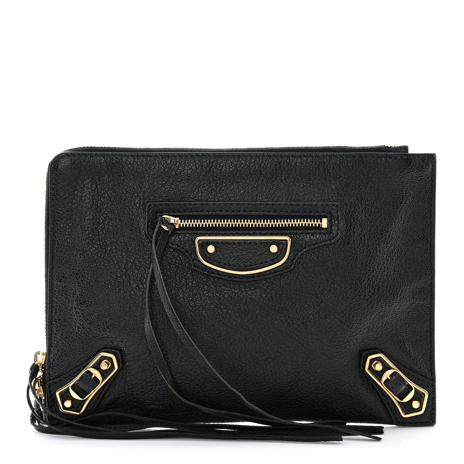Balenciaga Chevre Gold Metallic Edge Hardware Pouch Black 1 of 9