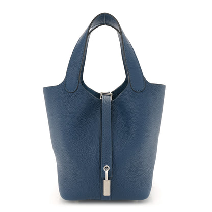 Hermes Taurillon Maurice Picotin Lock 18 PM Deep Blue 1 of 12