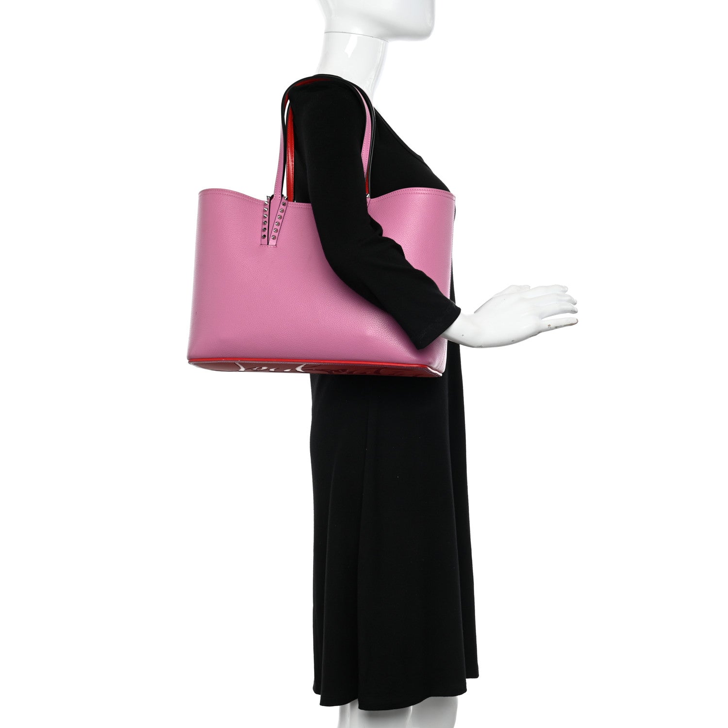 Christian Louboutin Calfskin Empire Spikes Small East West Cabata Tote Pink 2 of 16