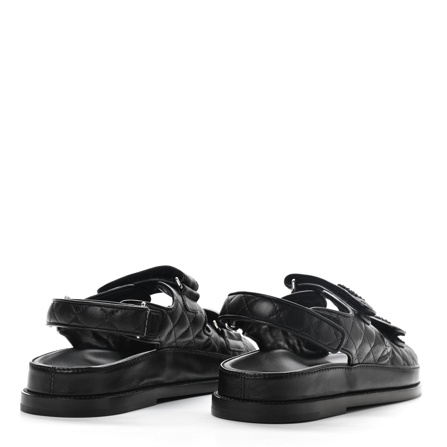 Chanel Lambskin Velcro Dad Sandals 39 So Black 5 of 8