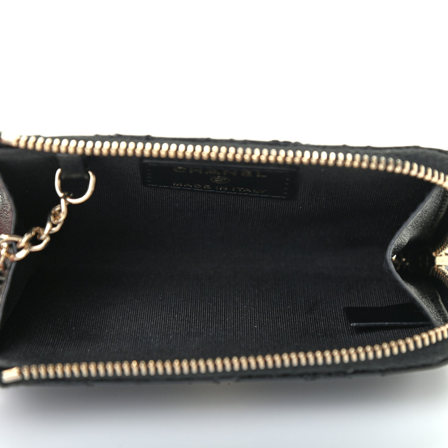 Lambskin Camellia Embossed Key Holder Case Black