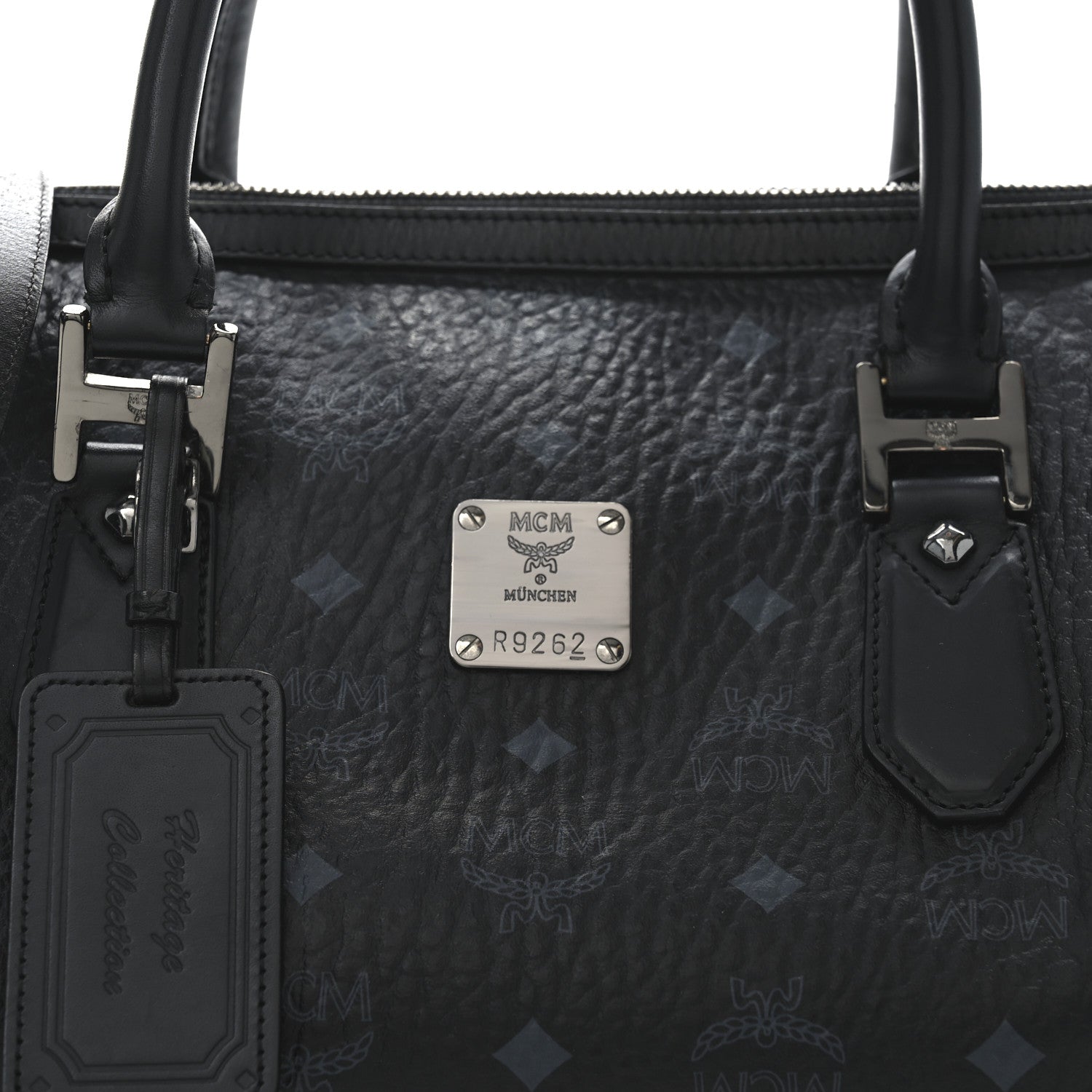 MCM Visetos Heritage Medium Boston Bag Black 7 of 9