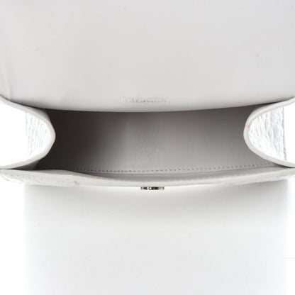 Balenciaga Shiny Calfskin Crocodile Embossed Hourglass Top Handle Bag XS White 5 of 11