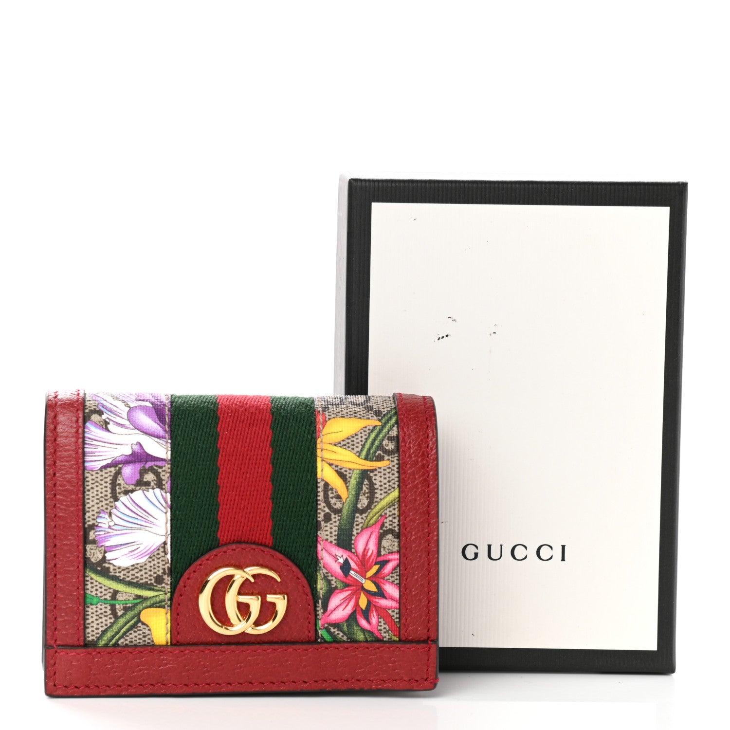 Gucci GG Supreme Monogram Flora Web Ophidia Card Case Red 8 of 8