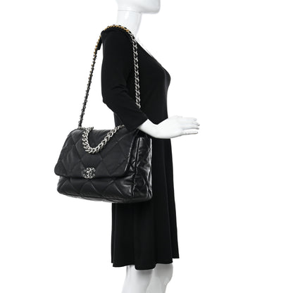Chanel Lambskin Quilted Maxi Chanel 19 Flap Black 2 of 12