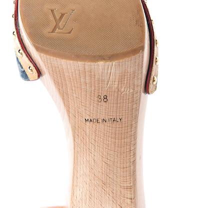 Louis Vuitton Denim Bow Mules Heels 38 9 of 15