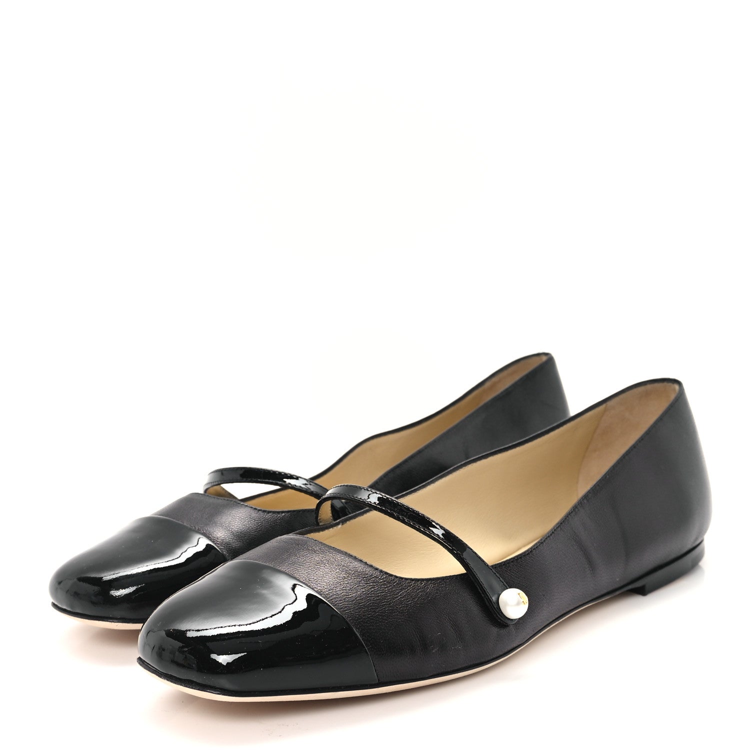 Jimmy Choo Lambskin Patent Elisa Mary Jane Flats 40 Black 4 of 8
