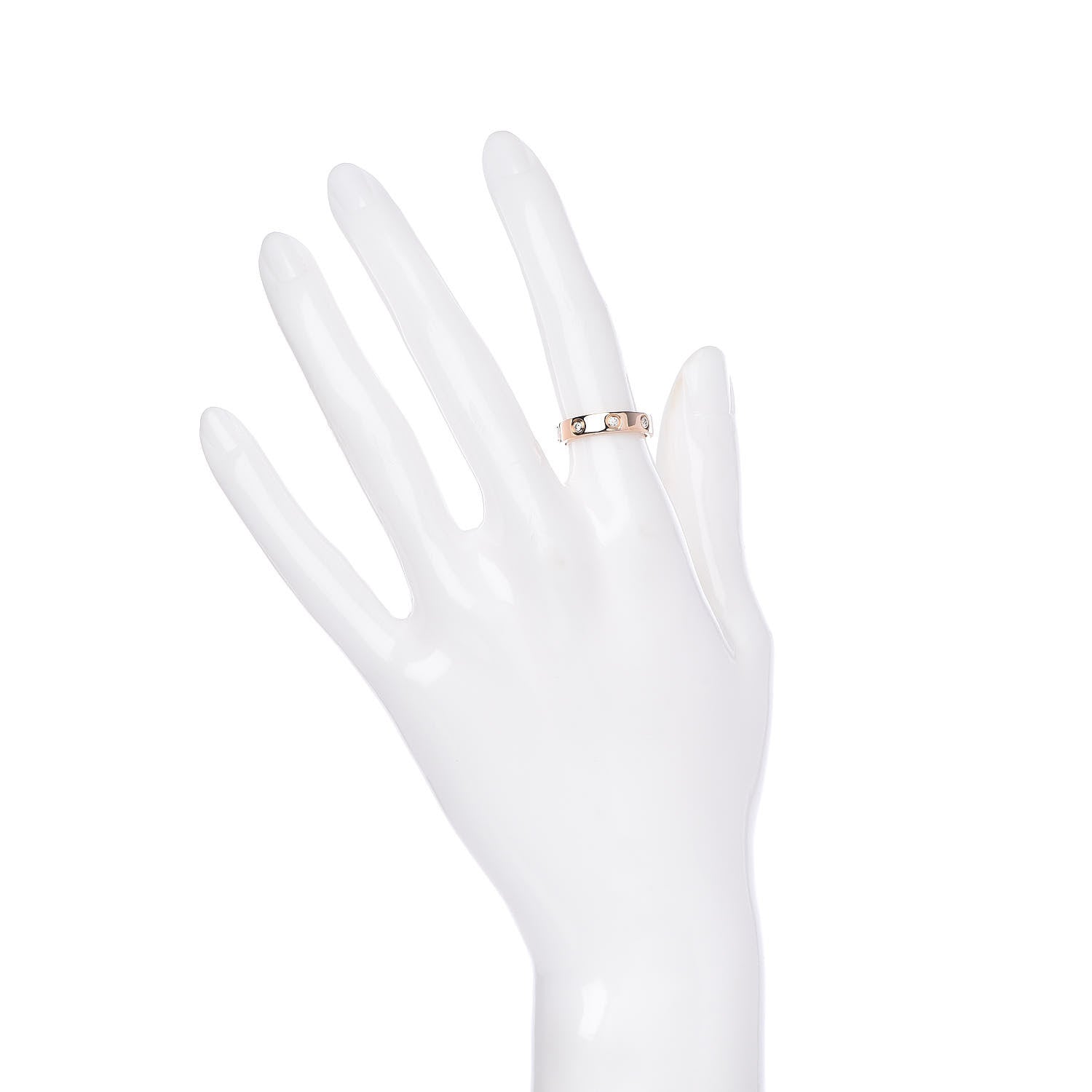 Cartier 18K Pink Gold 8 Diamond 4mm LOVE Wedding Band Ring 49 4.75 2 of 4