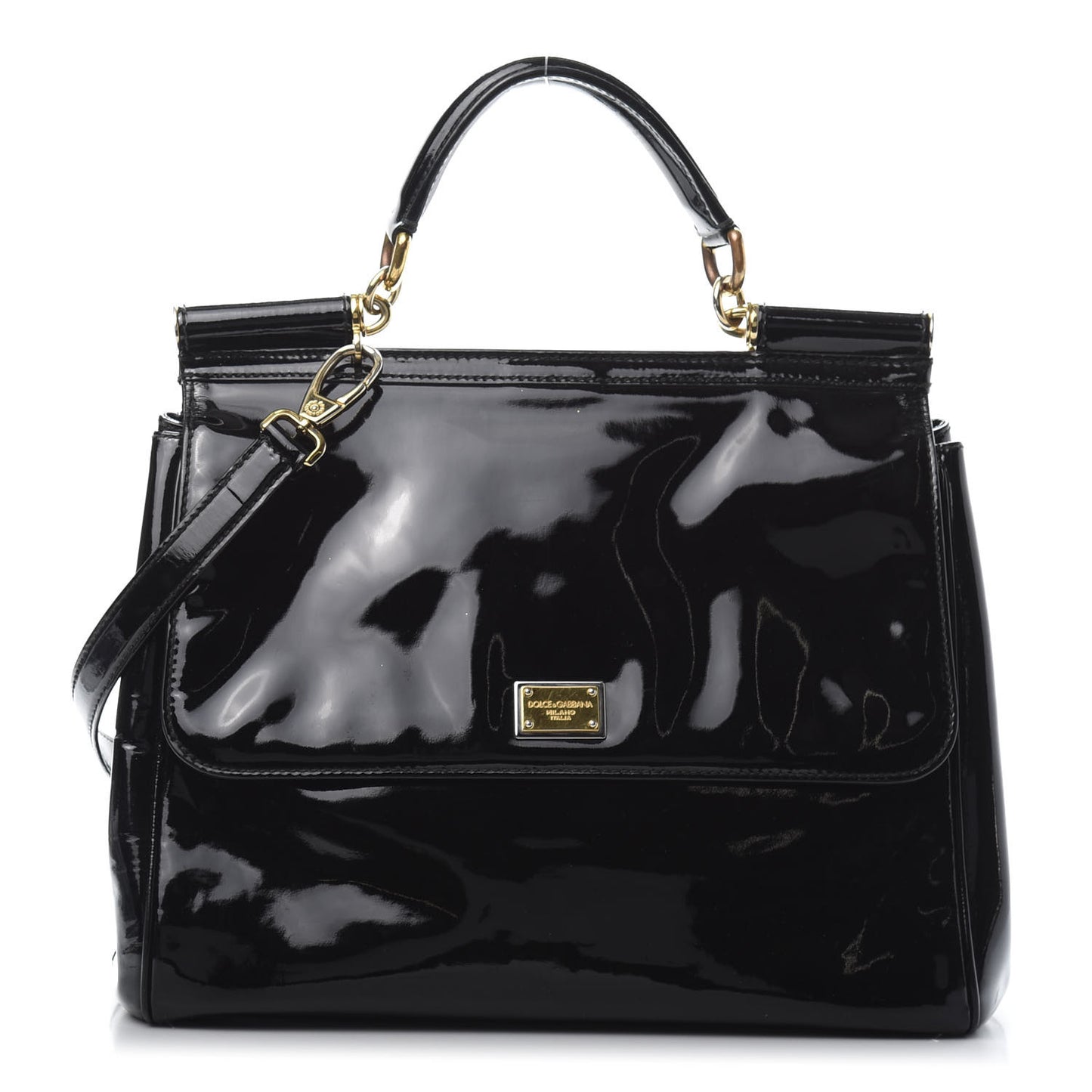 Patent Large Miss Sicily Satchel Black