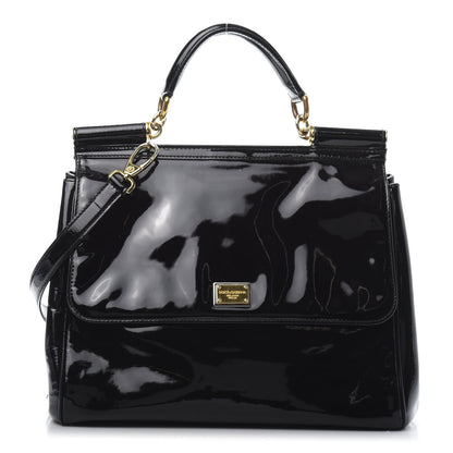 Dolce & Gabbana Patent Large Miss Sicily Satchel Black 1 of 17