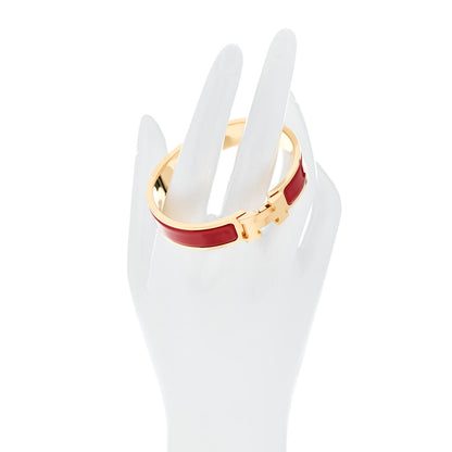 Hermes Enamel Narrow Clic Clac H Bracelet PM Rouge 2 of 5