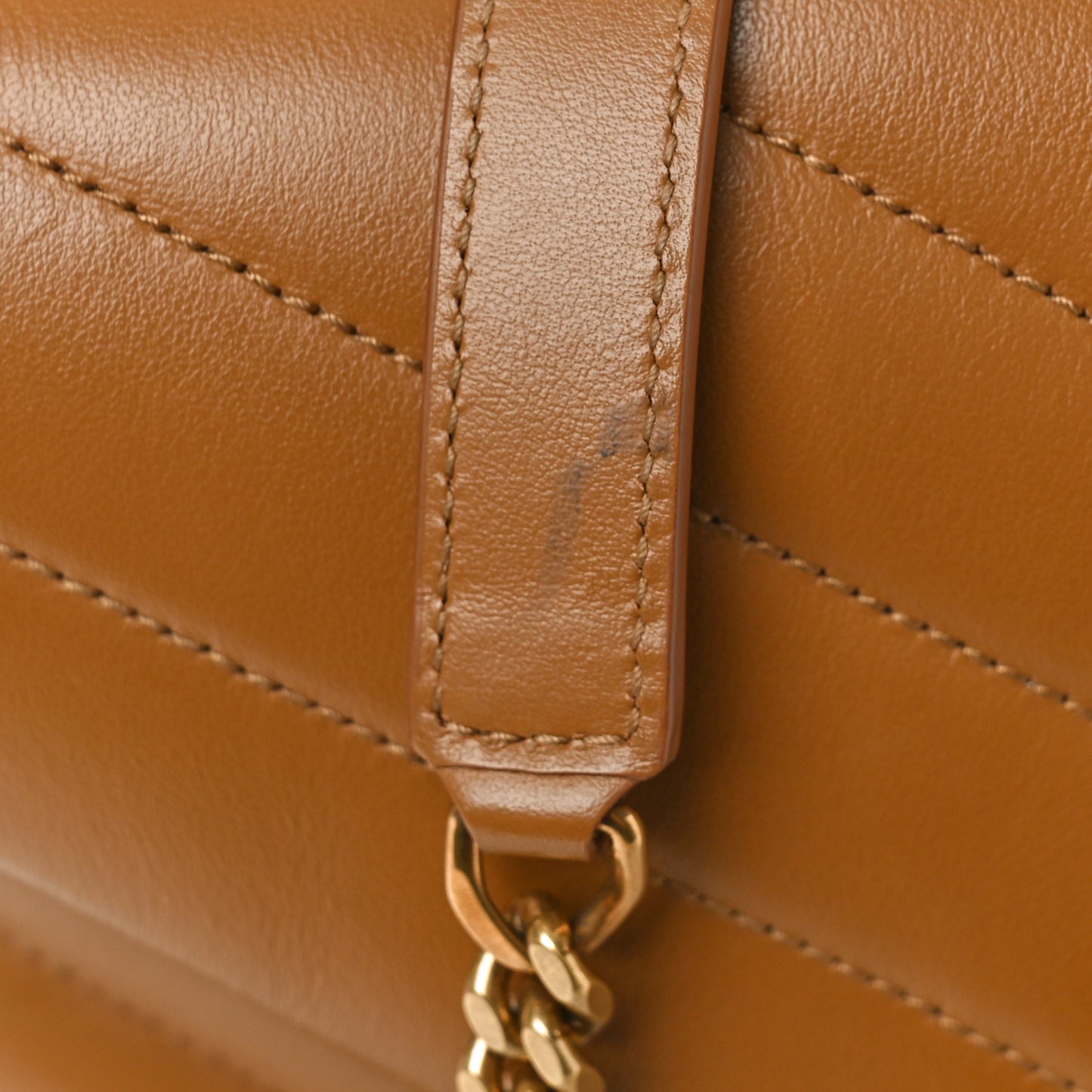 Calfskin Y Quilted Monogram Medium Loulou Chain Satchel Dark Natural