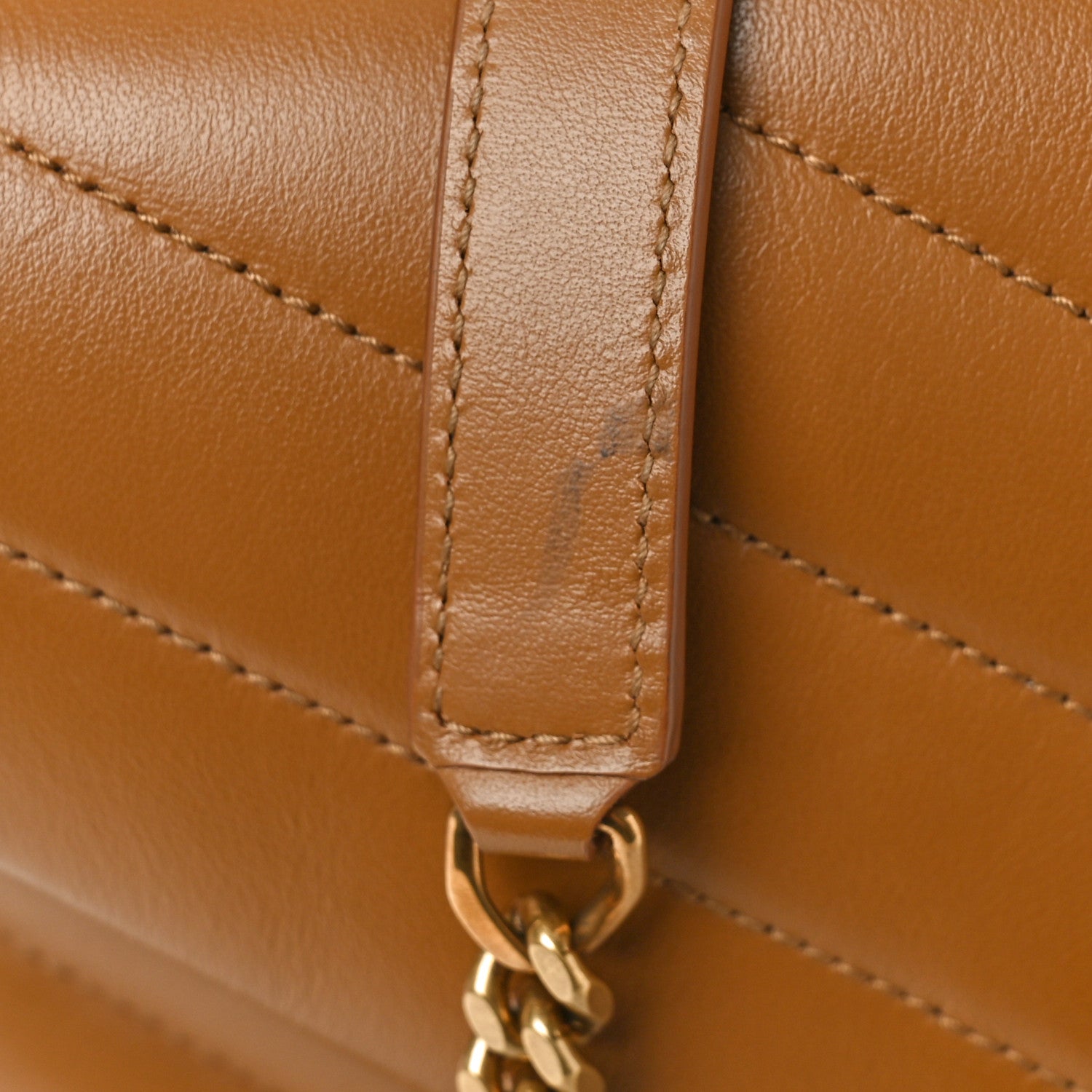Saint Laurent Calfskin Y Quilted Monogram Medium Loulou Chain Satchel Dark Natural 10 of 12