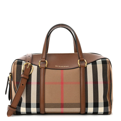 Burberry House Check Derby Calfskin Medium Alchester Bowling Bag Tan 1 of 10