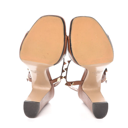 Valentino Garavani Grained Calfskin Rockstud Ankle Strap 5/105mm Sandals 36 Tobacco 7 of 15