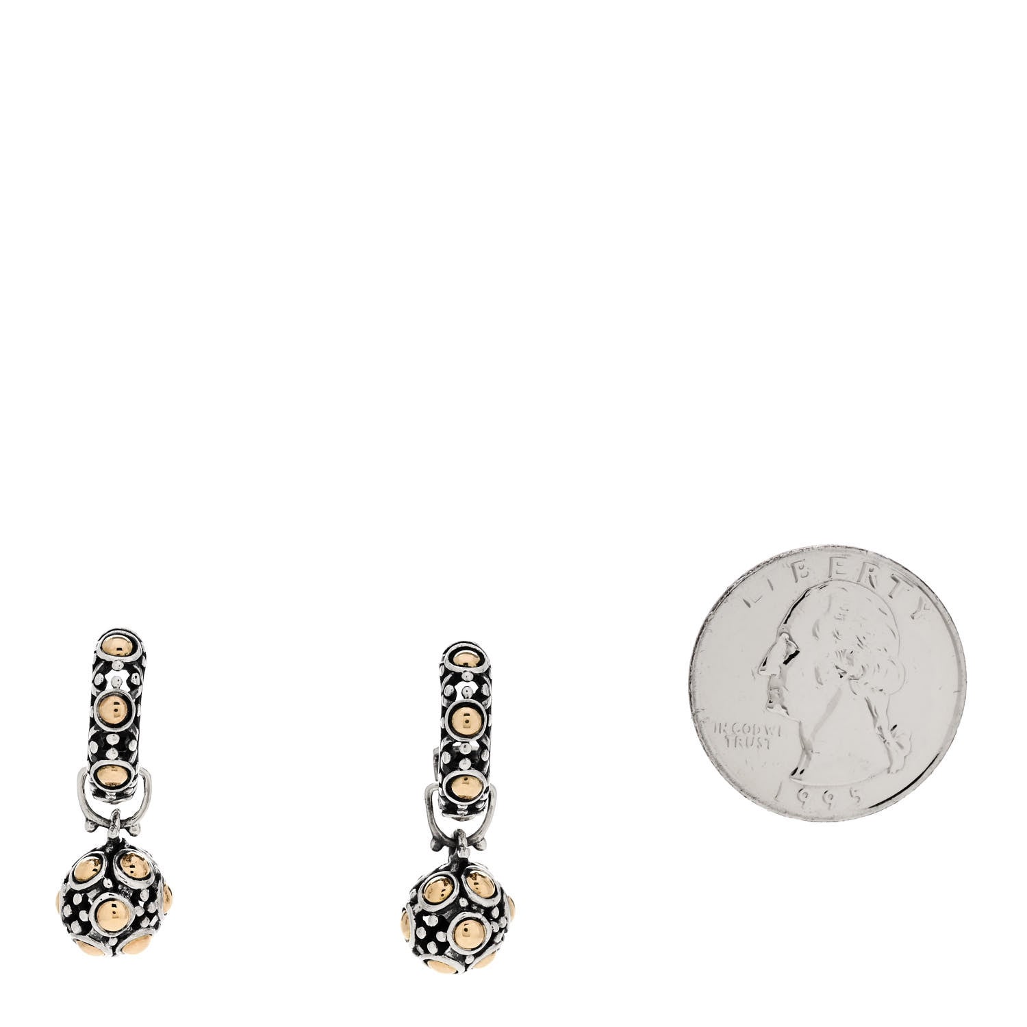 John Hardy Sterling Silver 18K Yellow Gold Dot Jaisalmer Drop Earrings 2 of 5