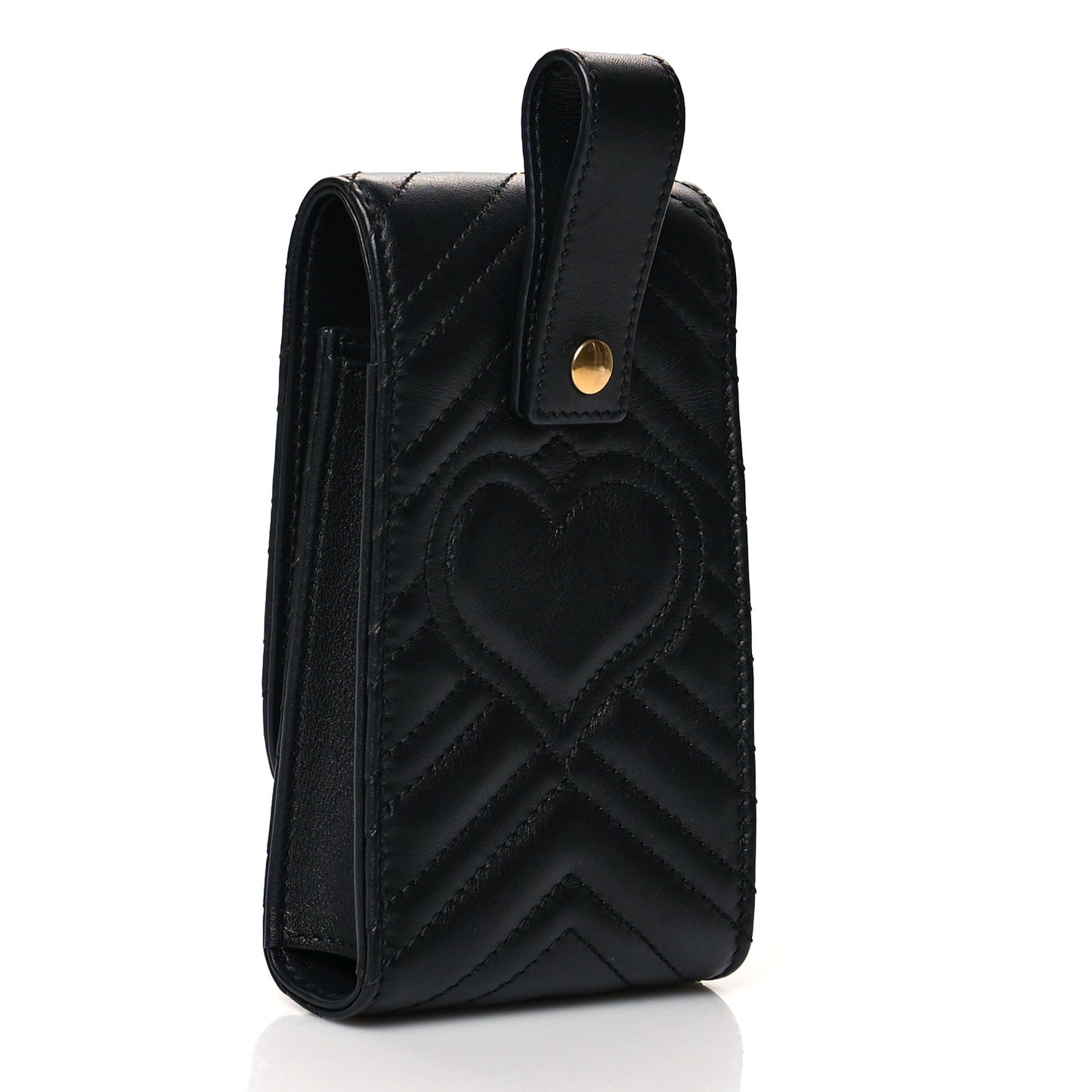 Calfskin Matelasse Animal Studs GG Marmont Belt Pouch Bag Black