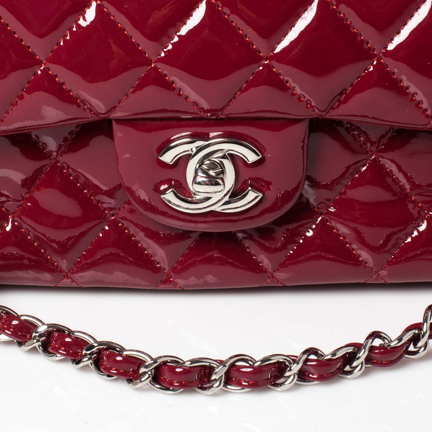 Chanel Patent Medium Double Flap Red 5 of 9