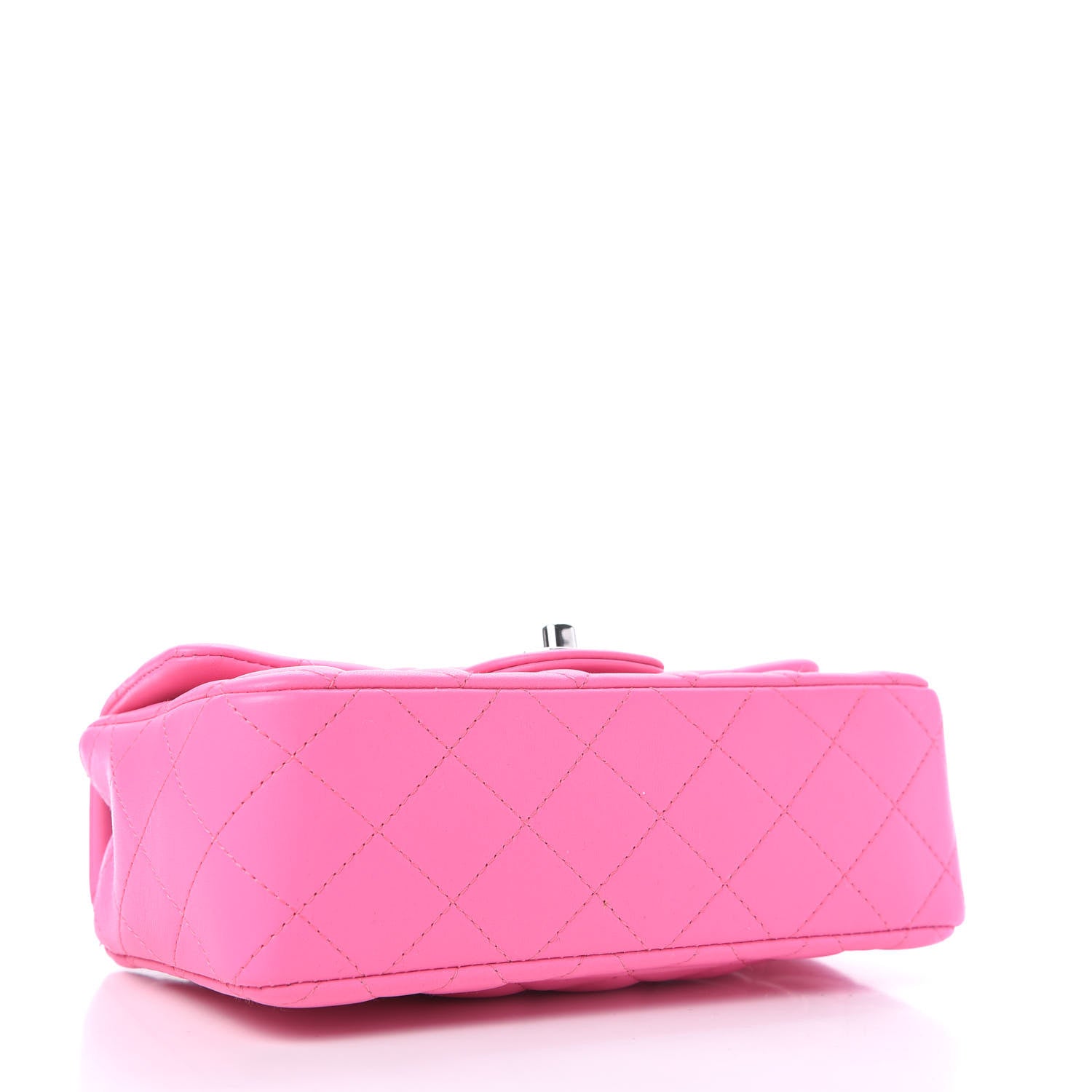 Chanel Lambskin Quilted Mini Rectangular Flap Neon Pink 4 of 10