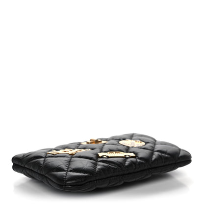 Chanel Aged Calfskin Quilted Small Lucky Charms Cosmetic Case Black 4 of 10