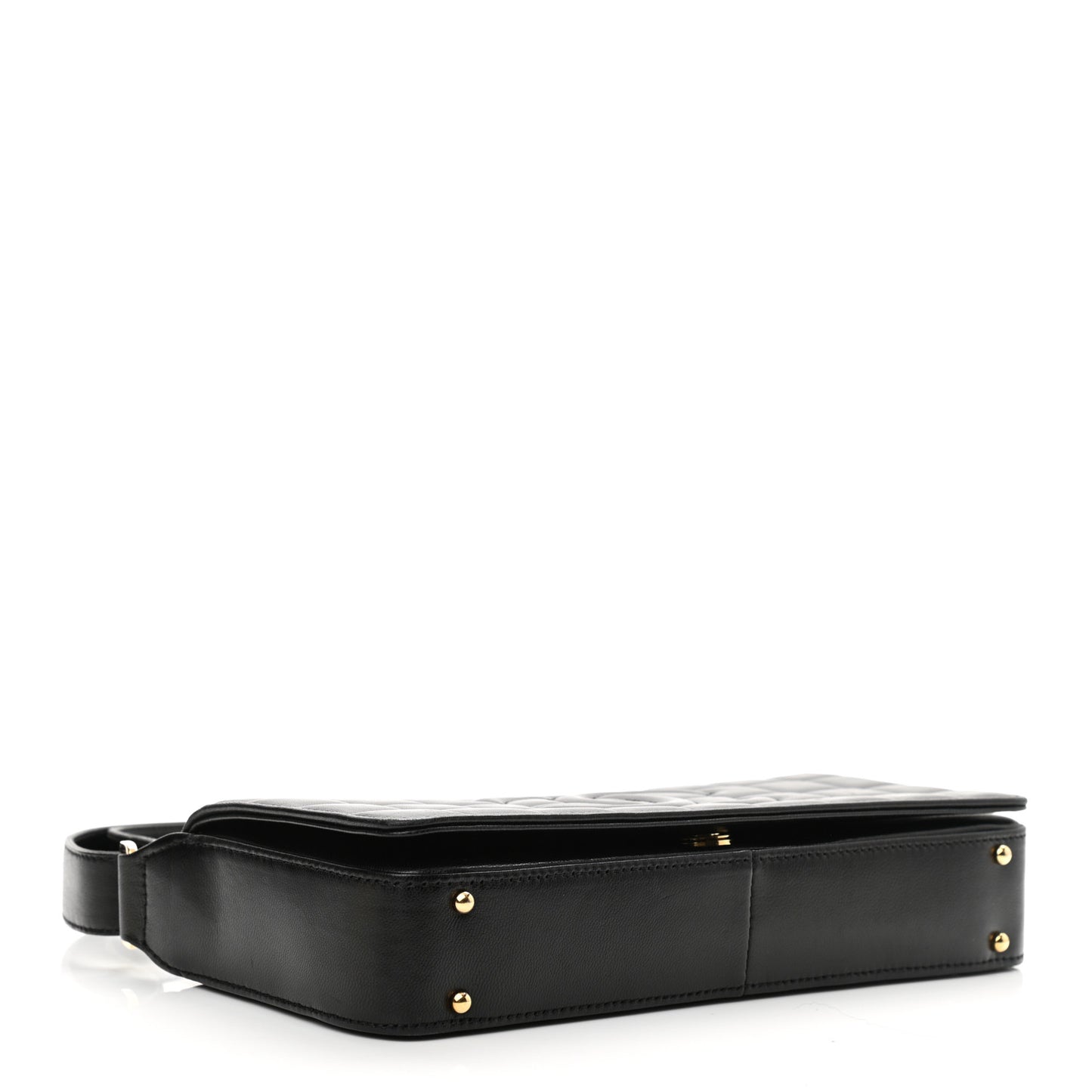 Lambskin Quilted CC Chocolate Bar Flap Black