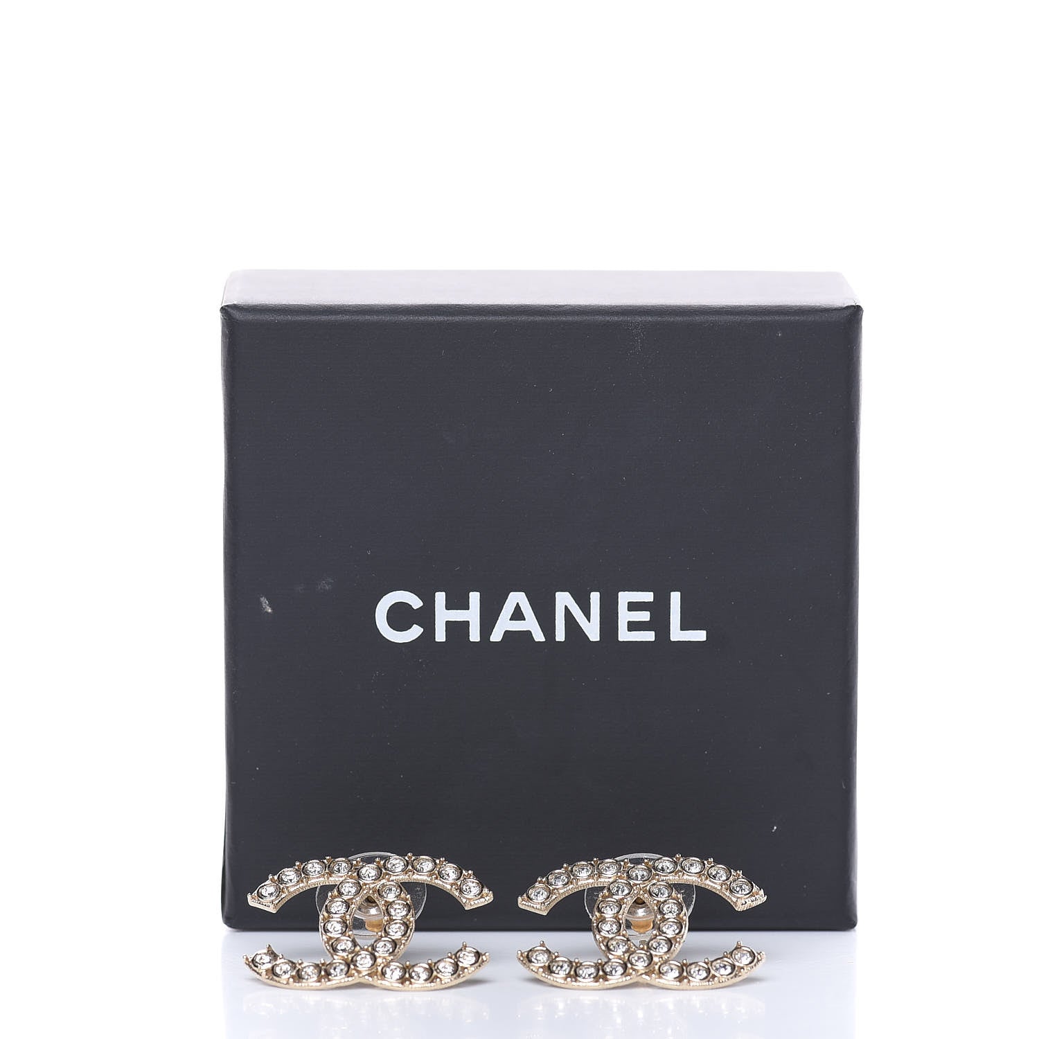 Chanel Crystal CC Large Stud Earrings Gold 5 of 5