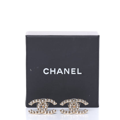 Chanel Crystal CC Large Stud Earrings Gold 5 of 5