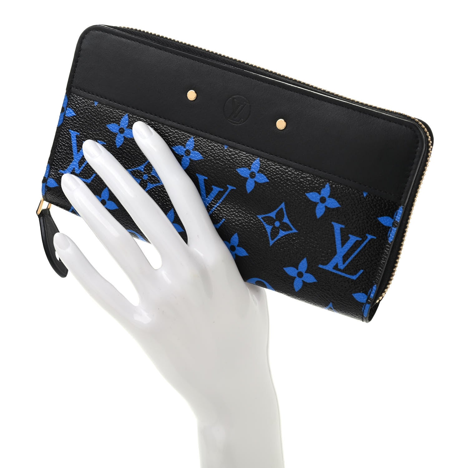 Louis Vuitton Calfskin Colored Monogram Zippy Wallet Blue Black 2 of 7