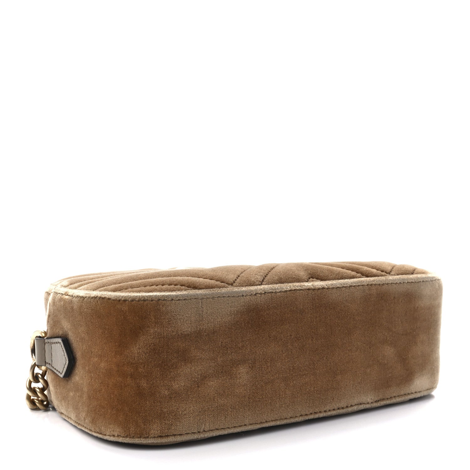 Gucci Velvet Matelasse Small GG Marmont Chain Shoulder Bag Taupe 4 of 12