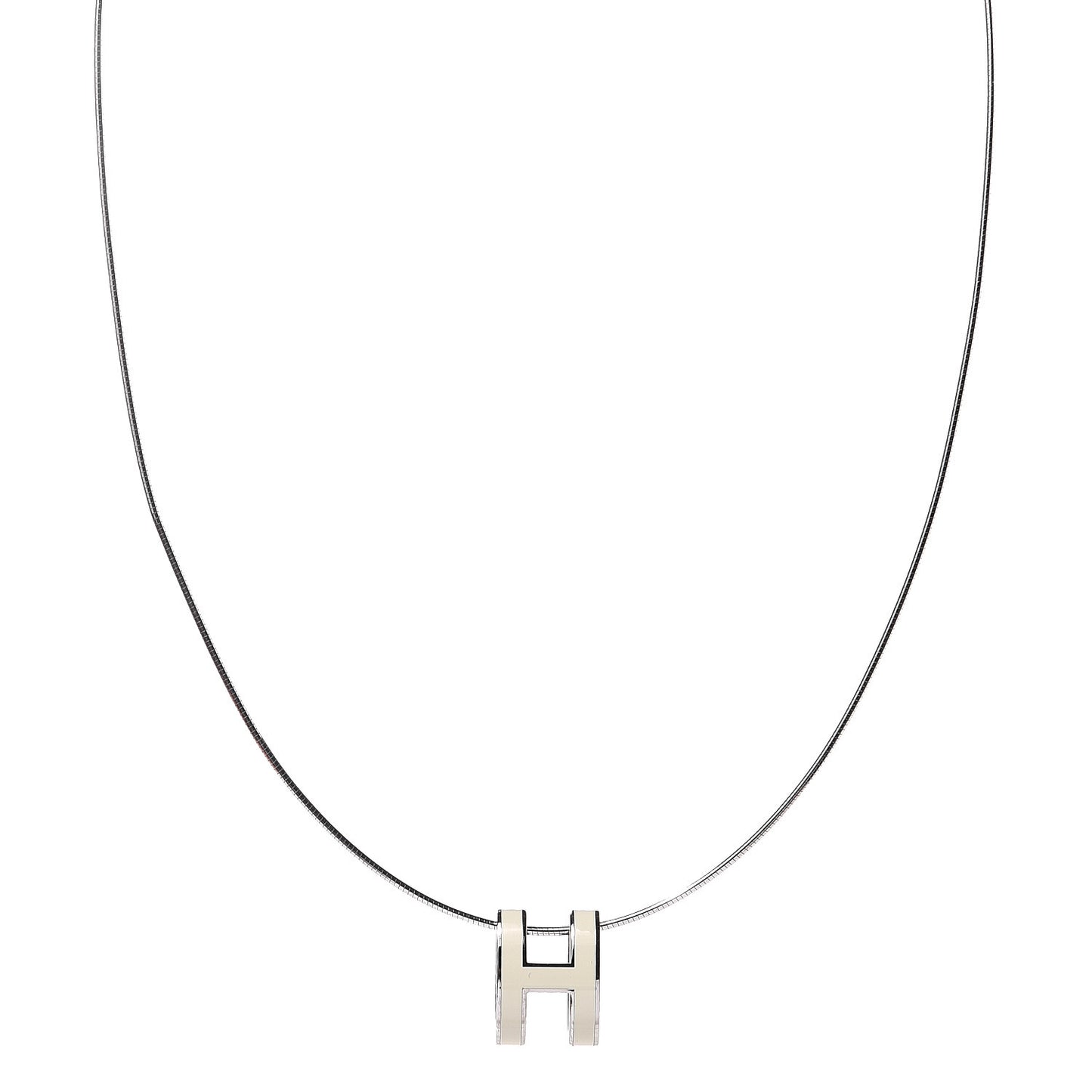 Lacquered Gold Pop H Pendant Necklace White