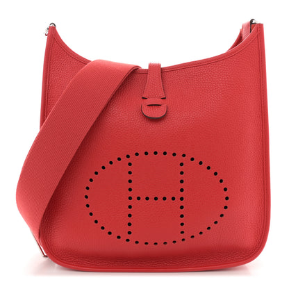 Hermes Taurillon Clemence EVELYNE III PM Rouge Tomate 1 of 11