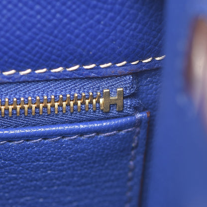 Hermes Epsom Horseshoe Kelly Sellier 28 Bleu Electrique Craie 31 of 35