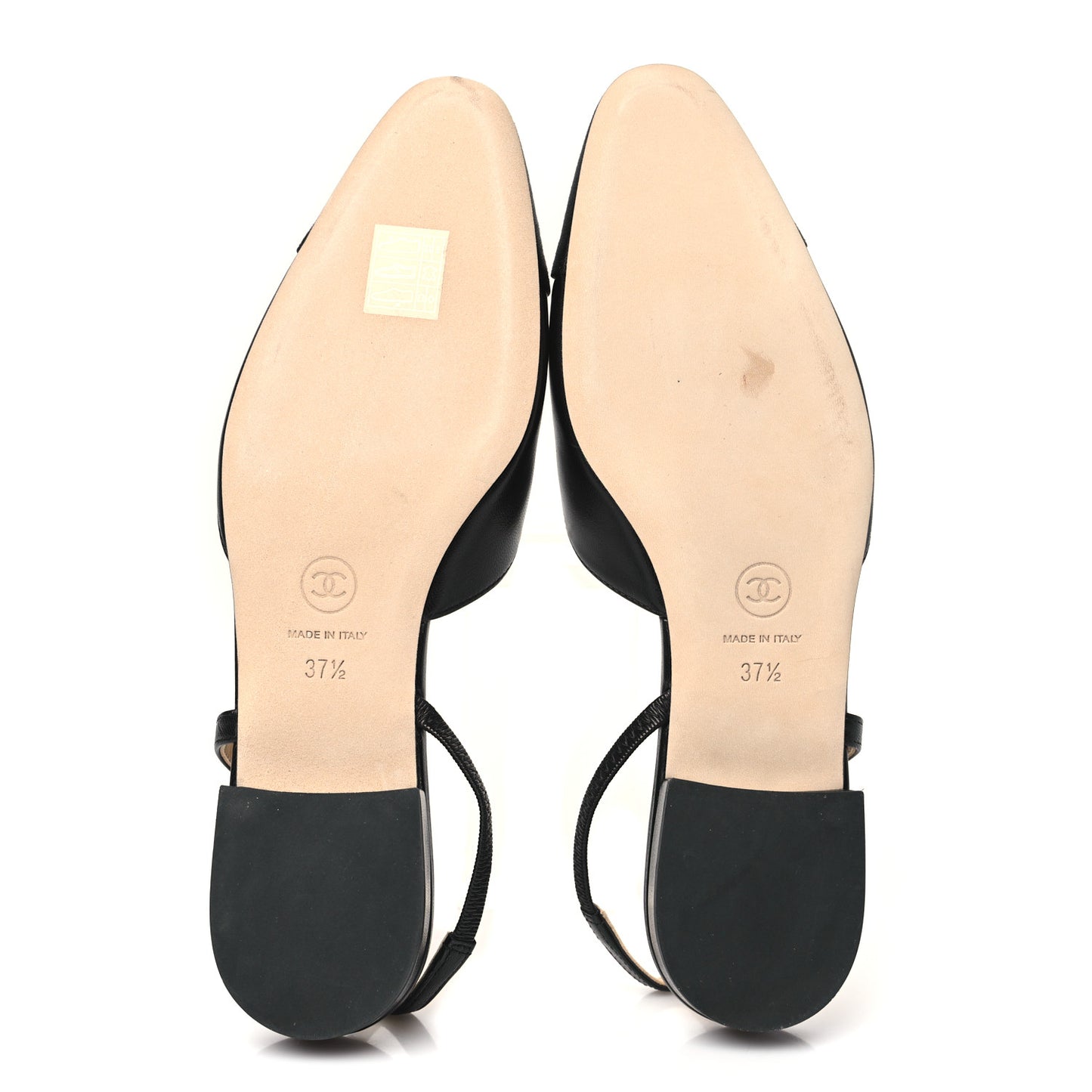 Goatskin Grosgrain Cap Toe CC Slingback Flats 37.5 Black