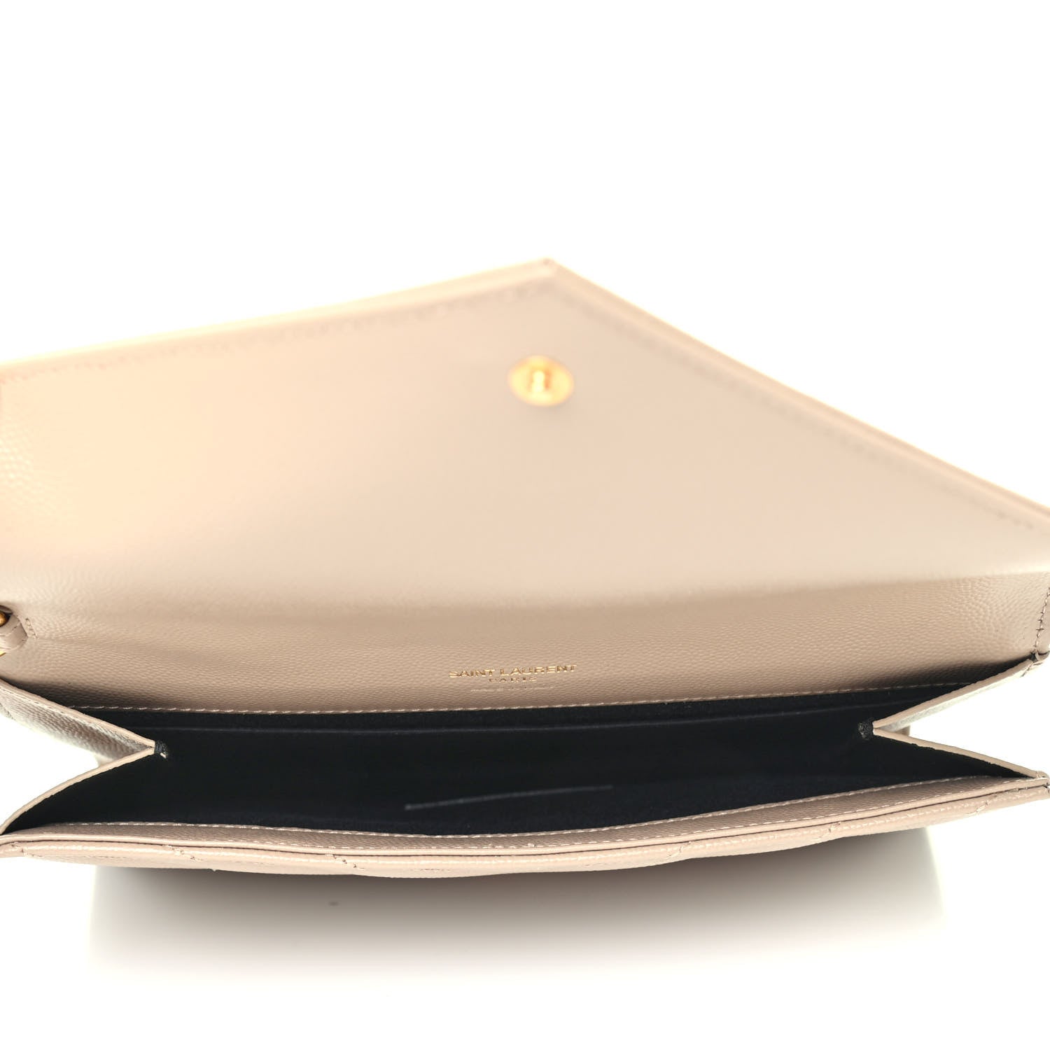 Saint Laurent Grain De Poudre Matelasse Chevron Monogram Envelope Clutch Dark Beige 4 of 4
