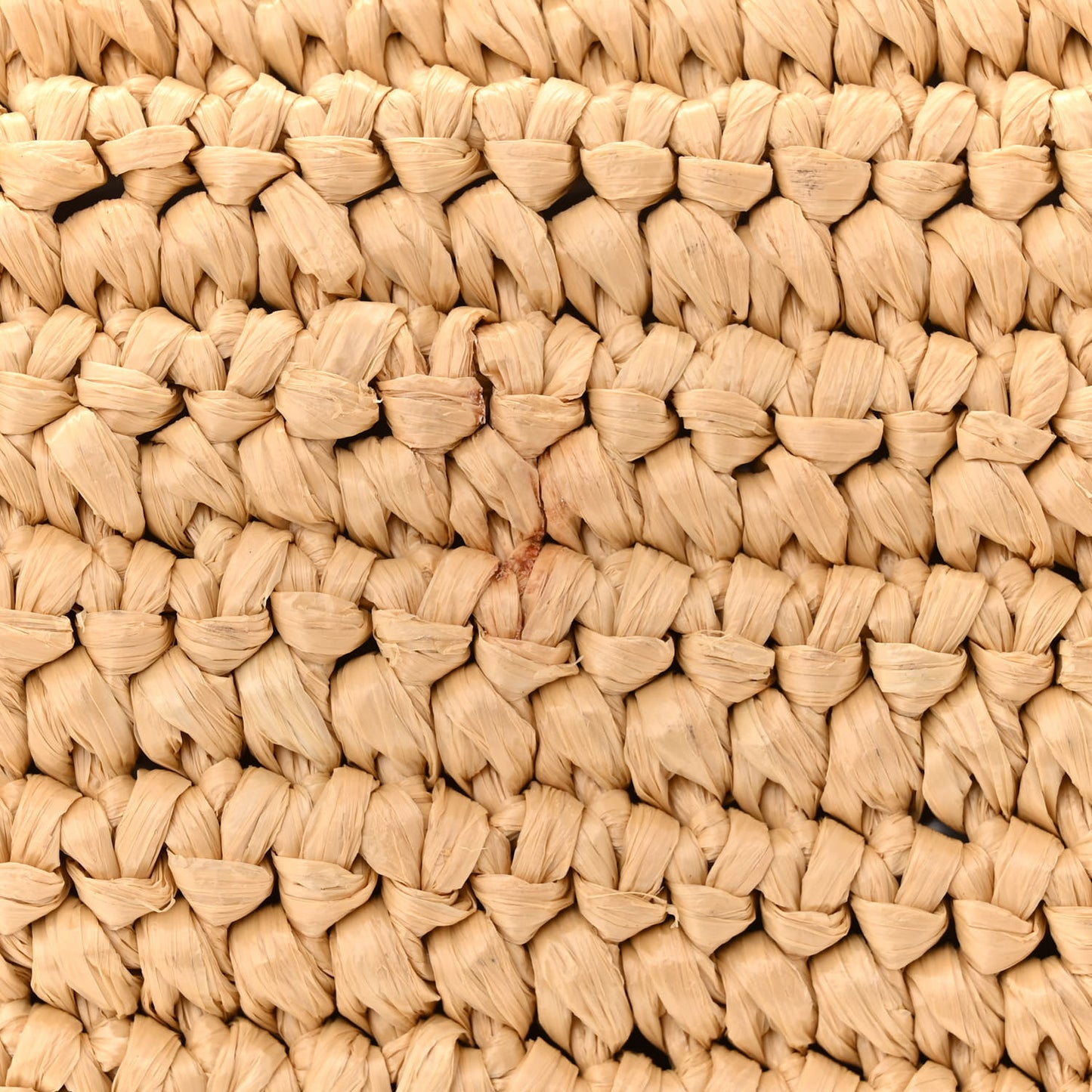 Yarn Raffia Effect Crochet Embroidered Logo Tote Naturale