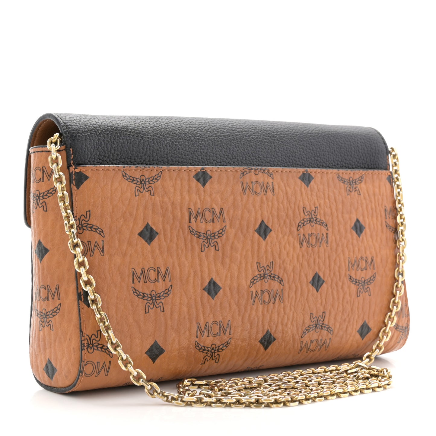 Visetos Calfskin Millie Wallet on Chain Cognac Black