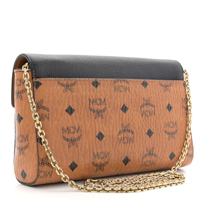 MCM Visetos Calfskin Millie Wallet on Chain Cognac Black 2 of 10