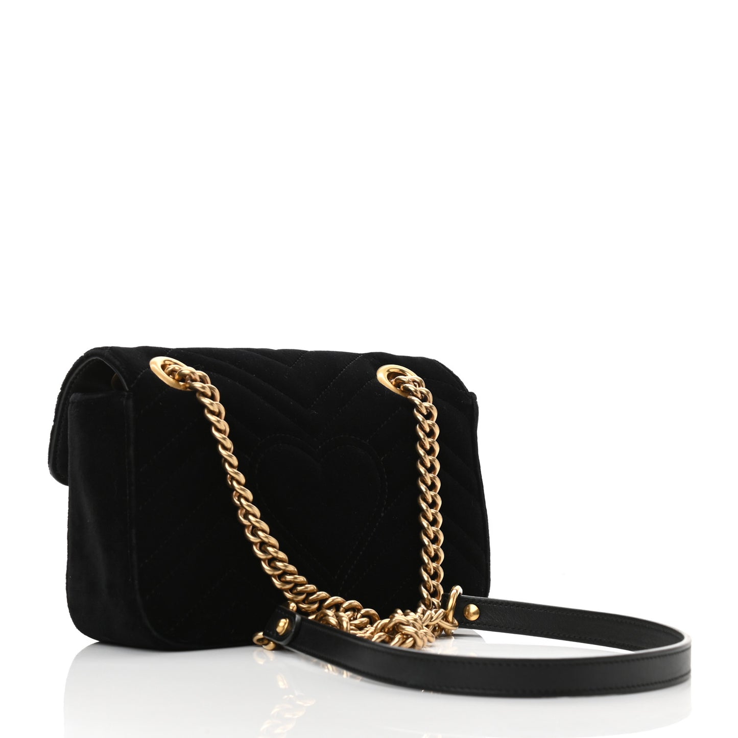 Velvet Matelasse Mini GG Marmont Shoulder Bag Black