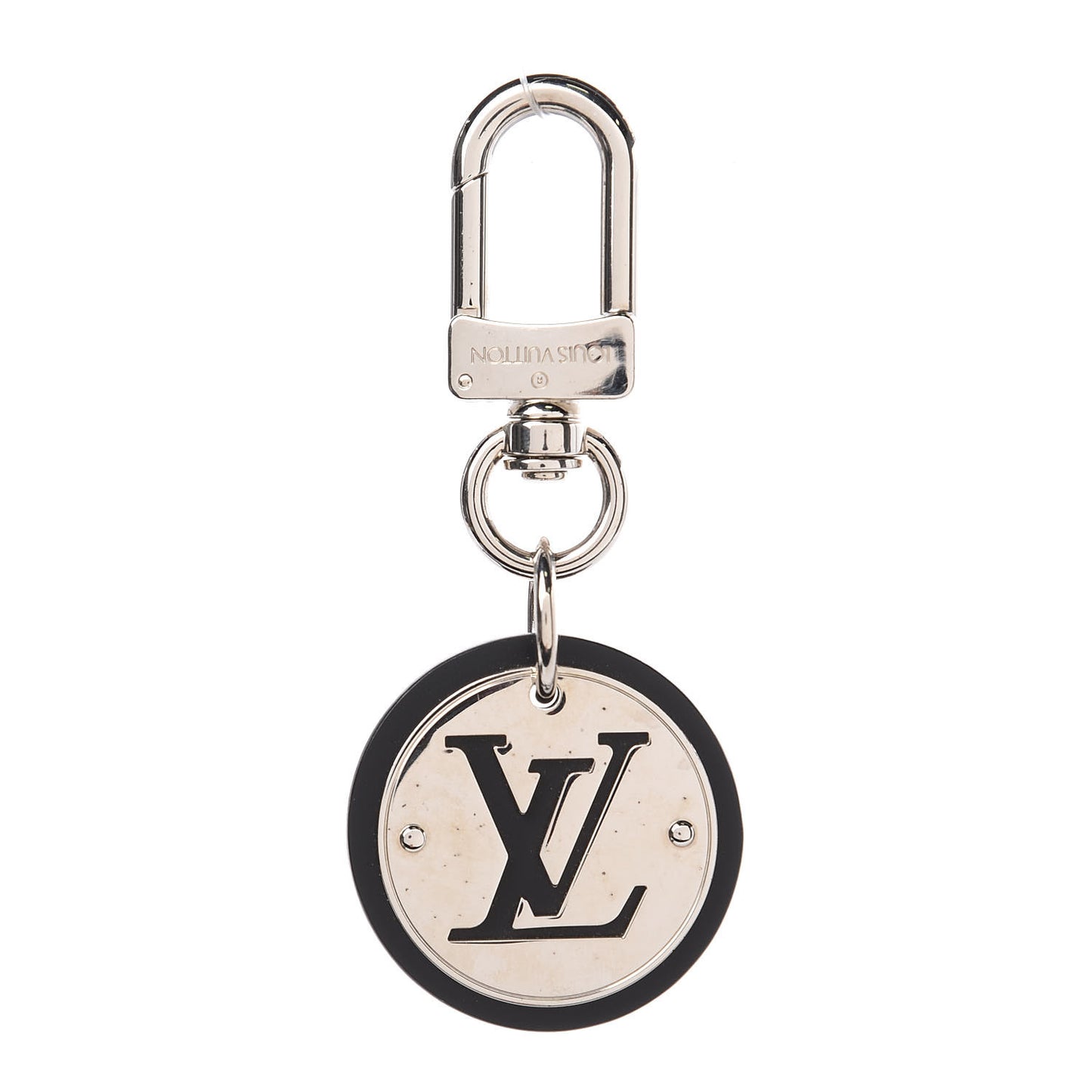 LV Cut Circle Key Holder Silver