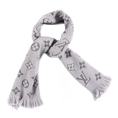 Louis Vuitton Wool Silk Logomania Scarf Pearl Grey 1 of 3