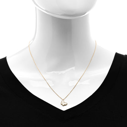 Van Cleef & Arpels 18K Yellow Gold Mother of Pearl Sweet Alhambra Butterfly Pendant Necklace 2 of 6