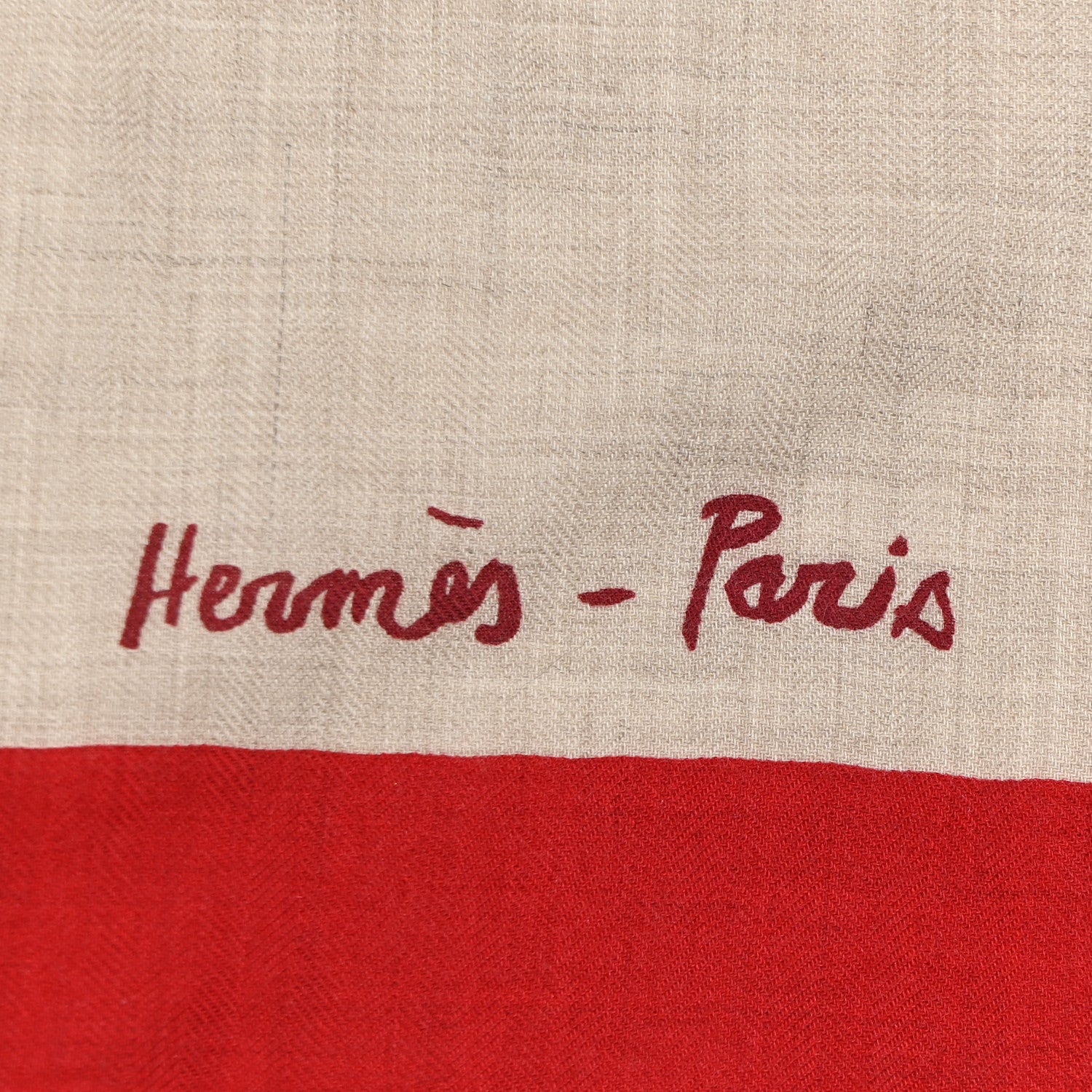 Hermes Cashmere Silk Chevaux Au Pre Shawl 140 Naturel Rouge 2 of 5