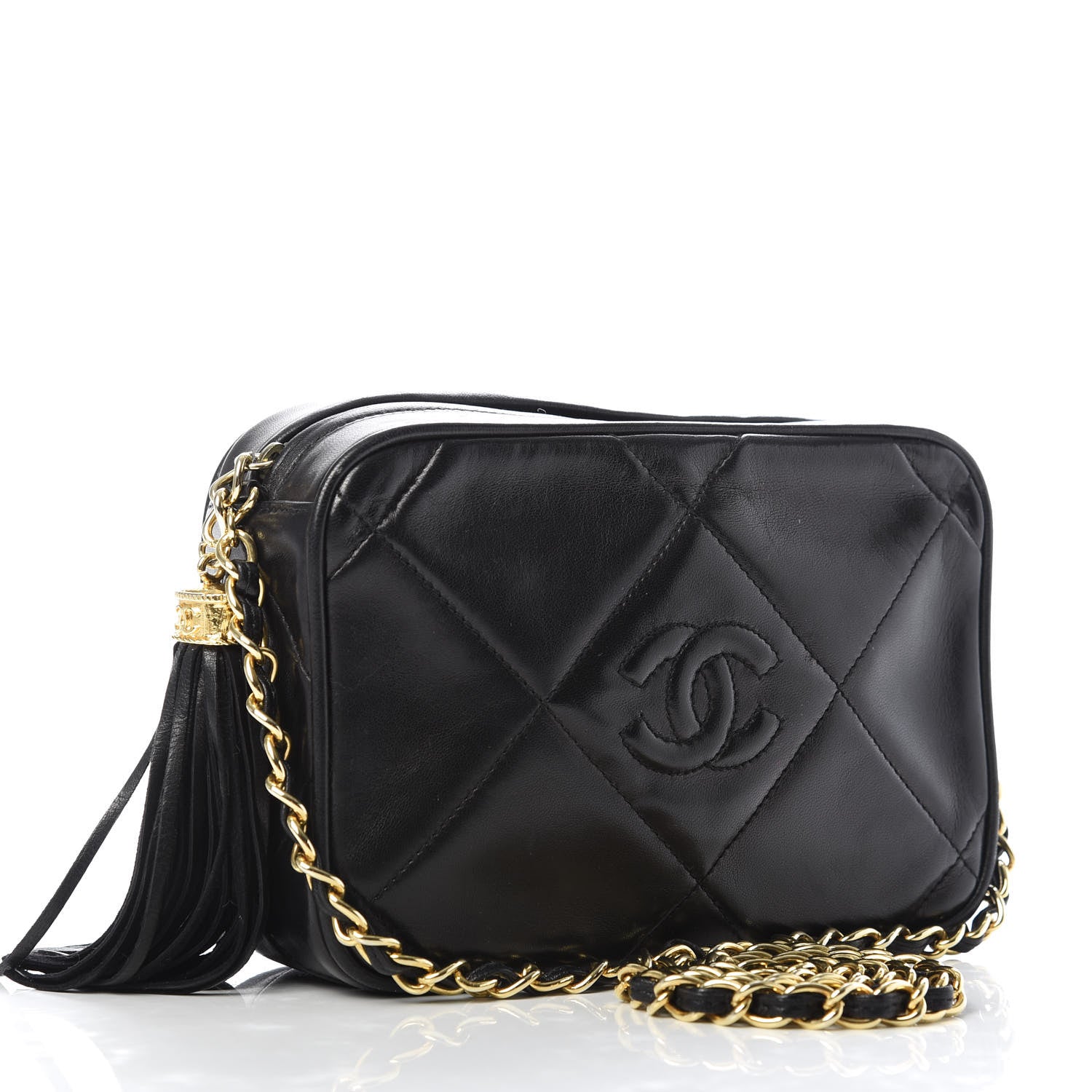 Chanel Lambskin Quilted Tassel Camera Case Black 3 of 10