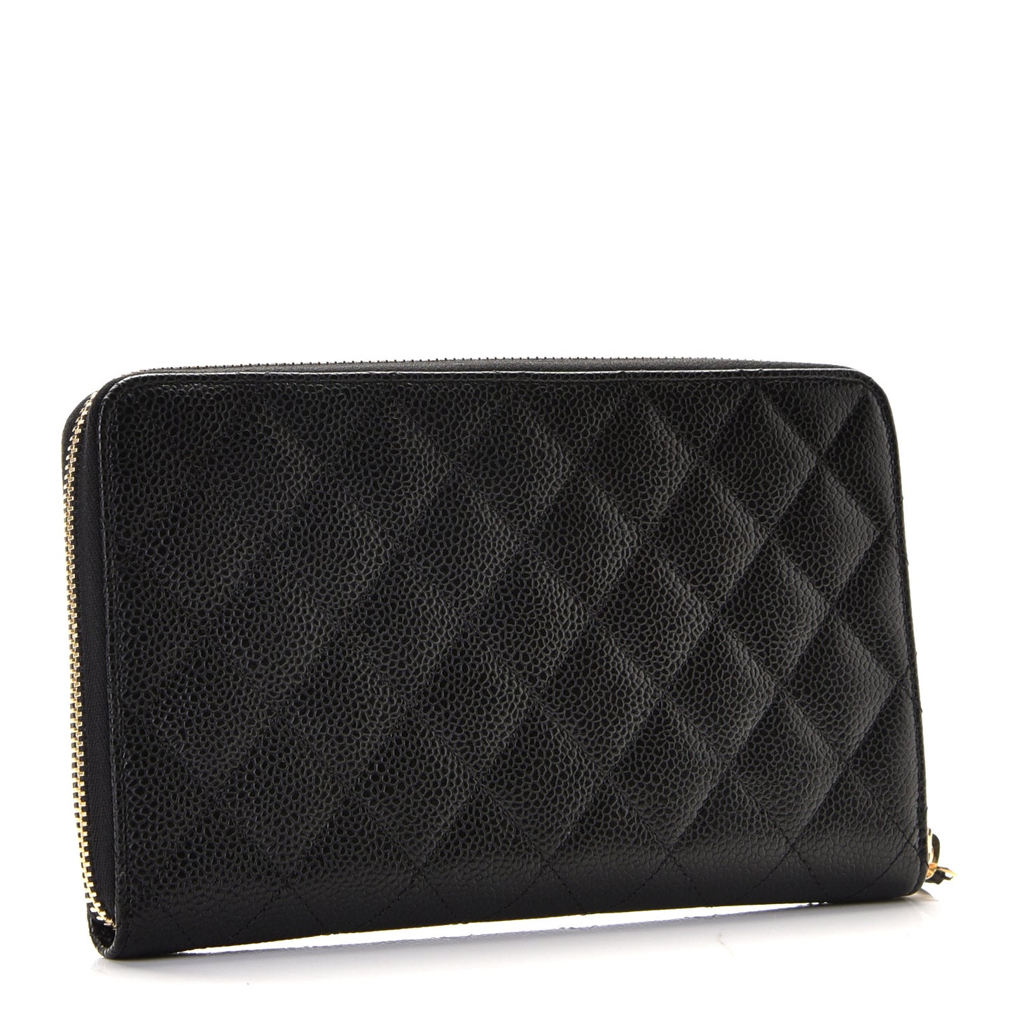 Caviar Quilted Large Zip Around Organizer Wallet Black
