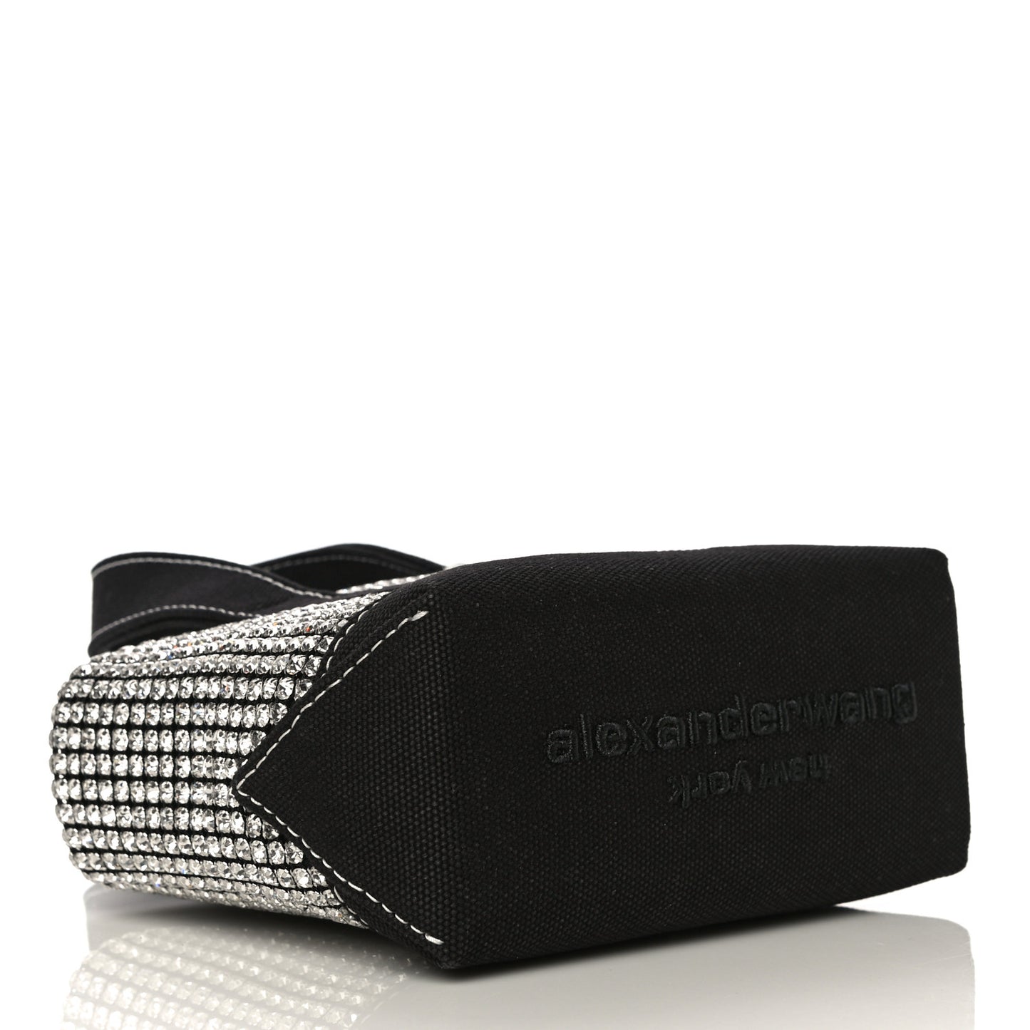Mesh Crystal Rhinestone Mini Cruiser Tote Black Silver