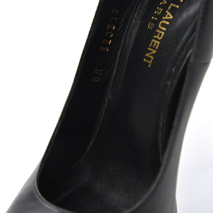 Saint Laurent Calfskin Studded Cap Toe Janis 105 Platform Pumps 38 Black 23 of 25