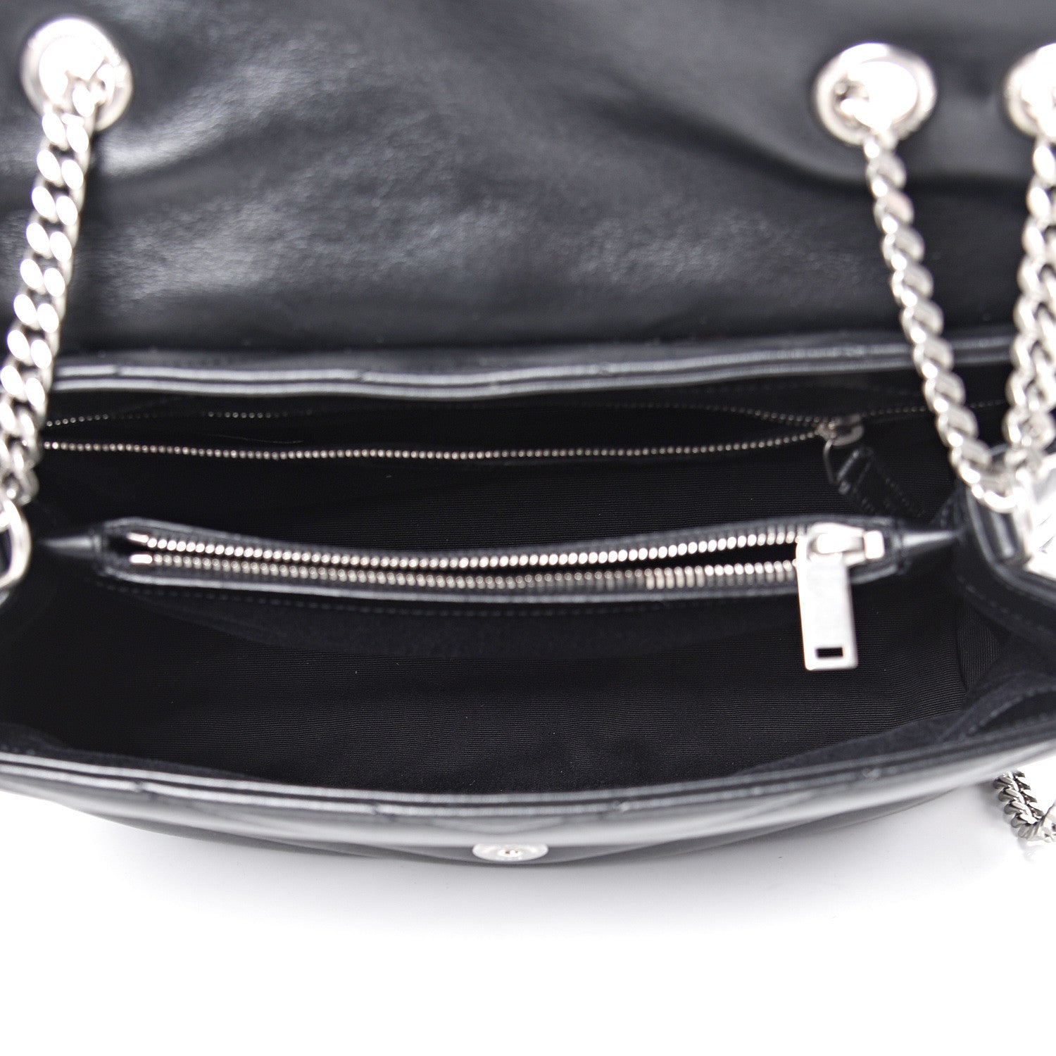 Saint Laurent Calfskin Y Quilted Monogram Medium Loulou Chain Satchel Black 4 of 11