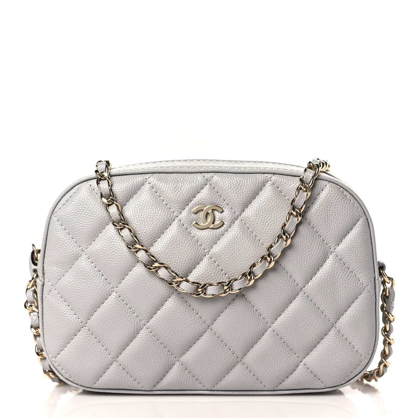Caviar Quilted Camera Case Grey